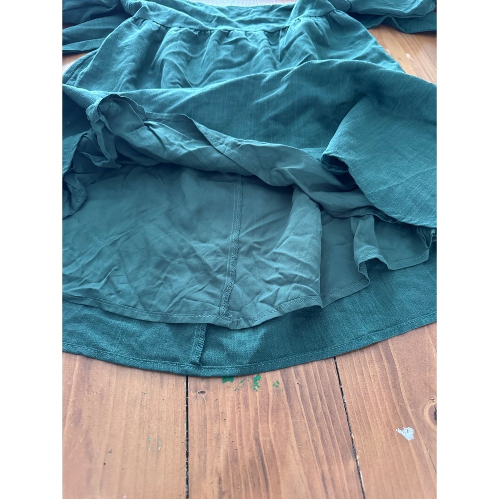 Francescas Green Puff Sleeve Square Neck Tie Back Mini Dress Size S - Picture 2 of 9